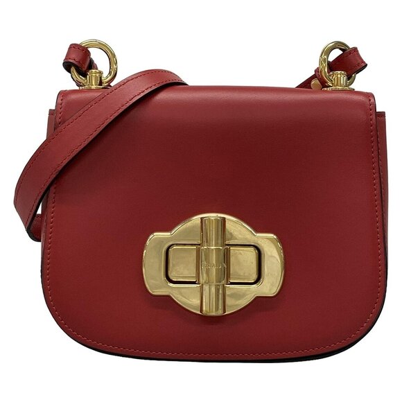 Prada Handbags - Prada City Calf leather saddle Shoulder bag red